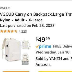 Cream carry on backpack